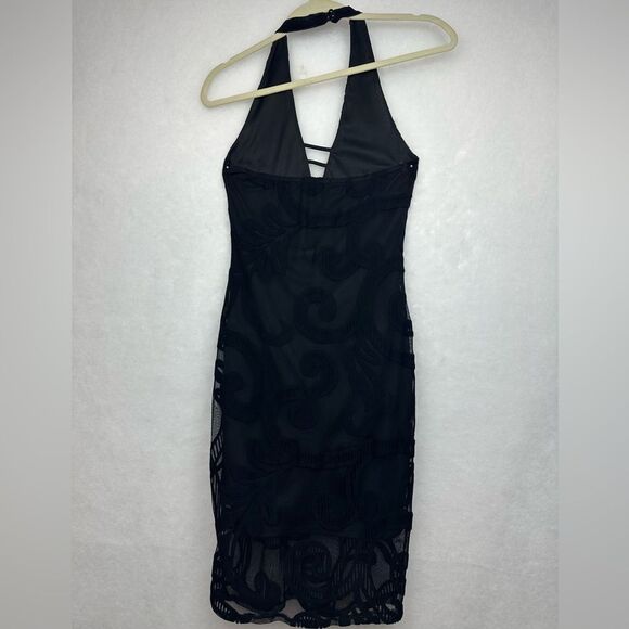 Halter V-neck backless Velvet Black Dress Sz Small - Picture 8 of 11